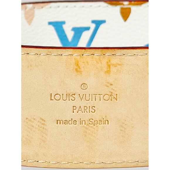 LOUIS VUITTON Murakami Monogram Multicolor Studded LV Initiales Belt 90 36 White - Picture 13 of 15